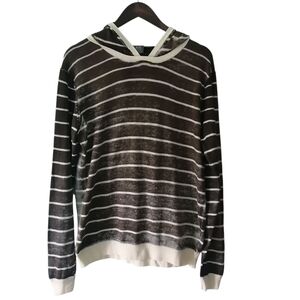 Armani Exchange Striped Brun and White Crewneck Sweater